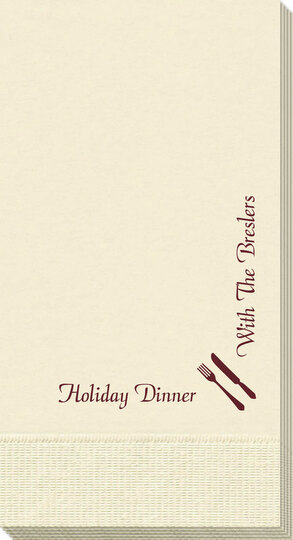 Corner Text with Fork and Knife Design Guest Towels